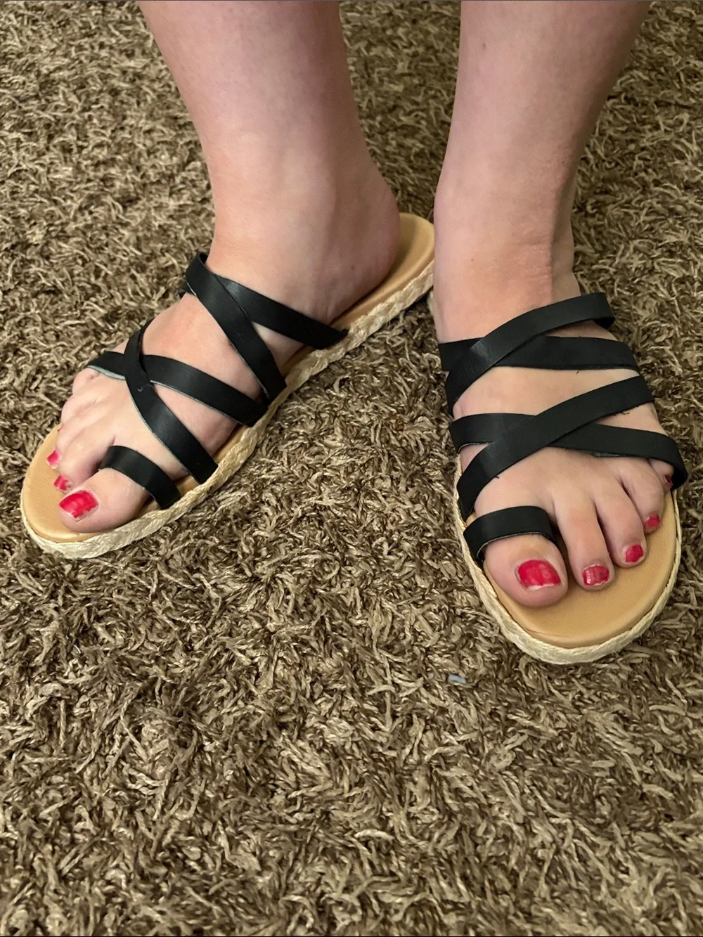 American Eagle Outfitters Black Strappy Espadrille Sandals size 10